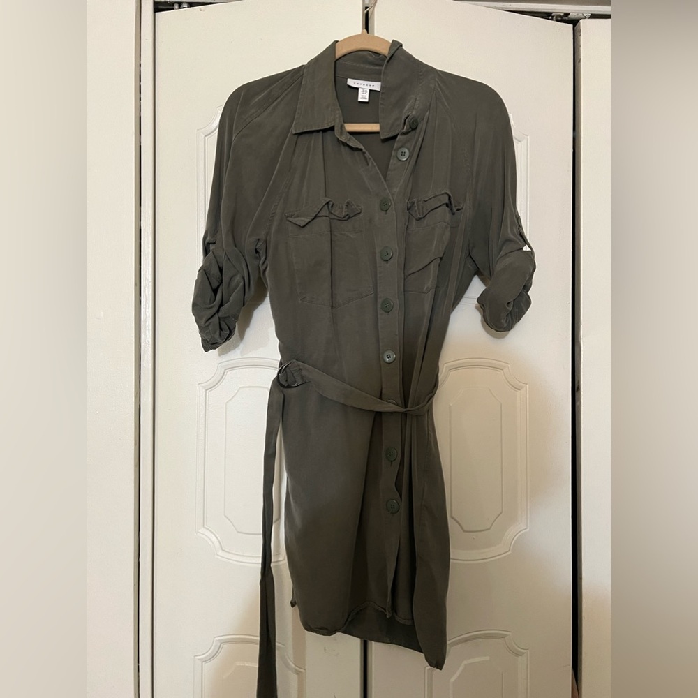 TOPSHOP olive green dress with belt